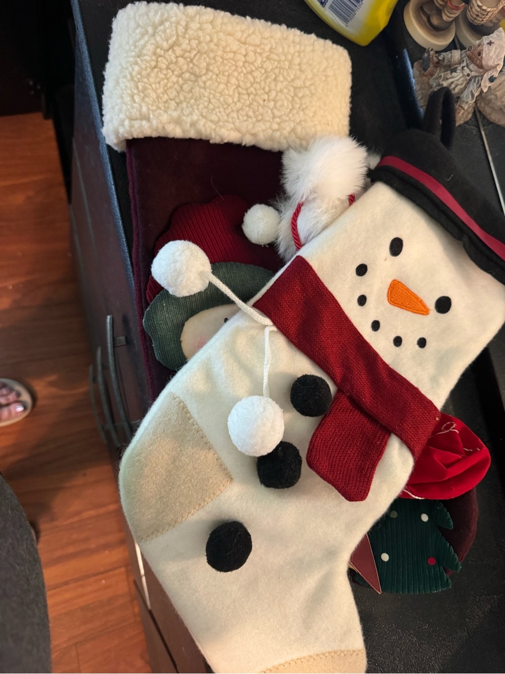 NEW Set of TWO Cute Snowman Christmas Stocking!Plus a mini Red Sticking Bag. NEW - Picture 3 of 16